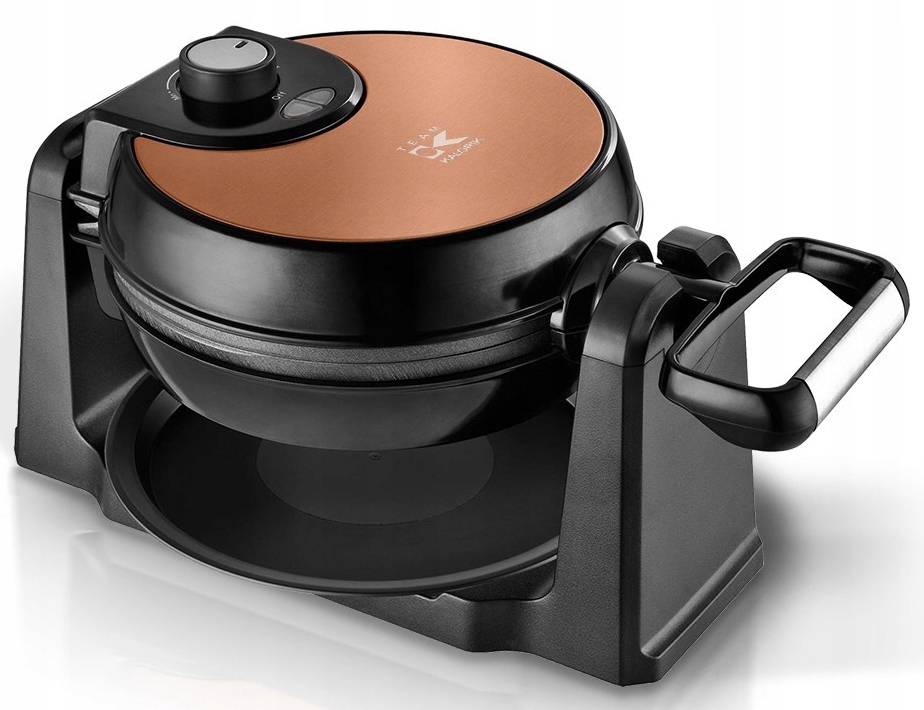 MOCNA GOFROWNICA OBROTOWA 4 Chrupiące Gofry BELGIJSKIE 1000W NONSTICK 180° Model TKG WM 1050 CO