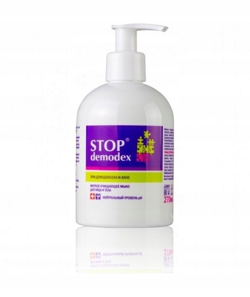 STOP DEMODEX DELIKATNE MYDŁO DO OCZYSZCZANIA TWARZY I CIAŁA 270ML