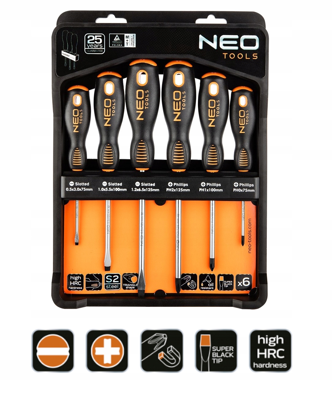 

Zestaw wkrętaków 6 szt. w uchwycie Neo Tools