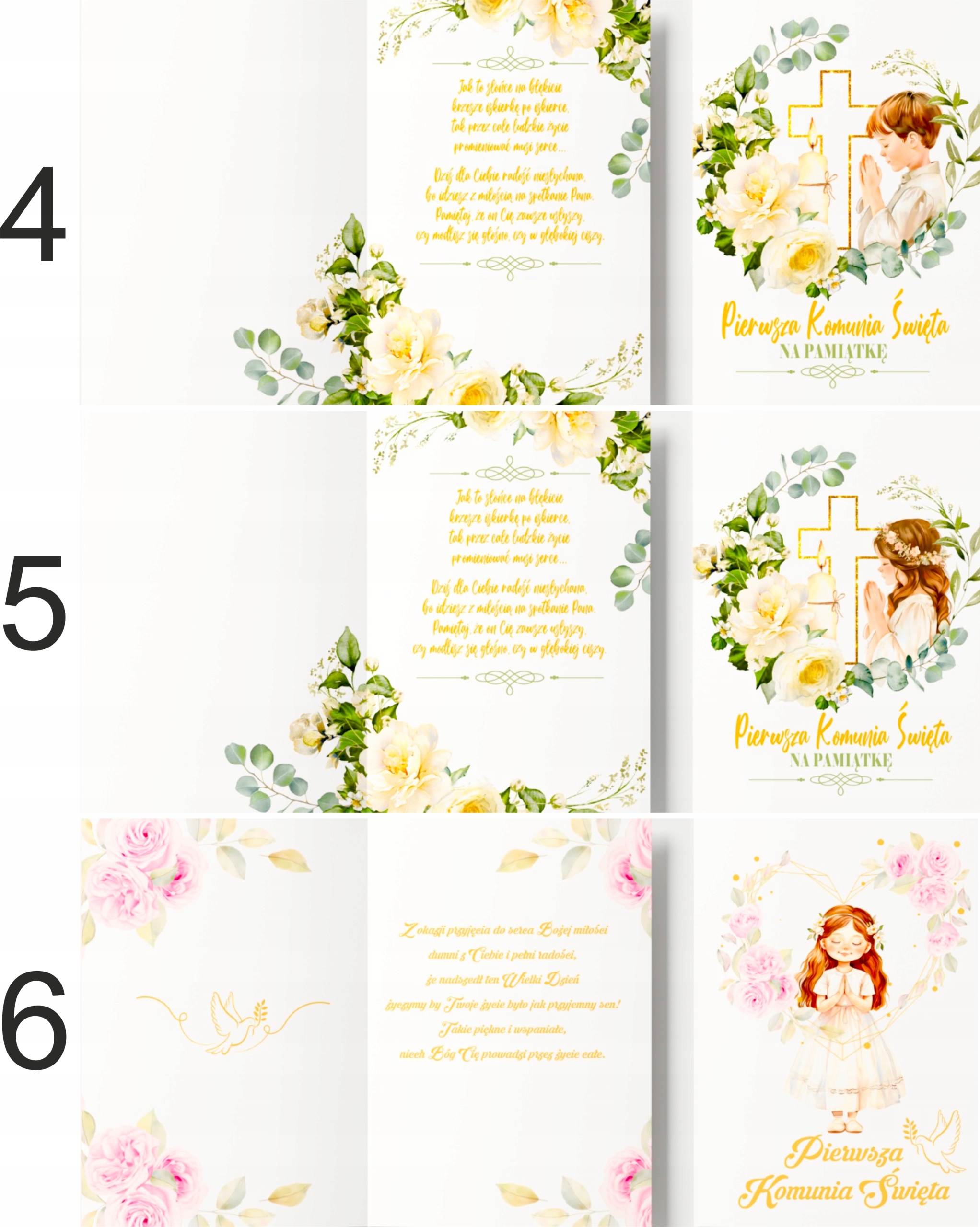 PIERWSZA KOMUNIA ŚWIĘTA życzenia na komunię PAMIĄTKA komunijna KARTKA DUŻA Marka Aaron