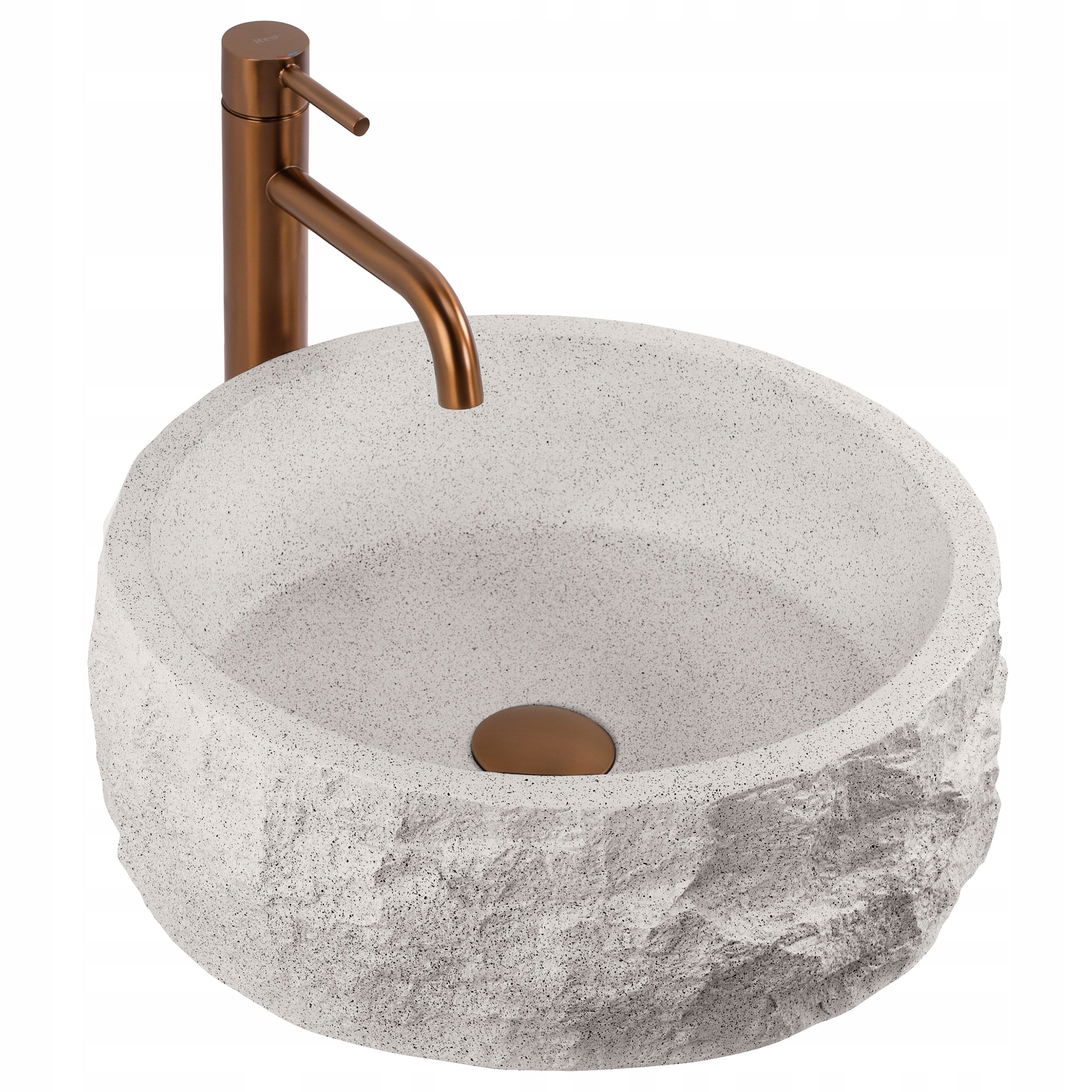 Umývadlová Doska Rea Alice Moon Z Kompozitu, Okrúhla Imitácia Kameňa