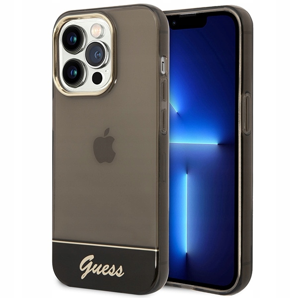 Pouzdro Guess GUHCP14LHGCOK pro Apple iPhone 14 Pro černá/černá hardcase Transluc