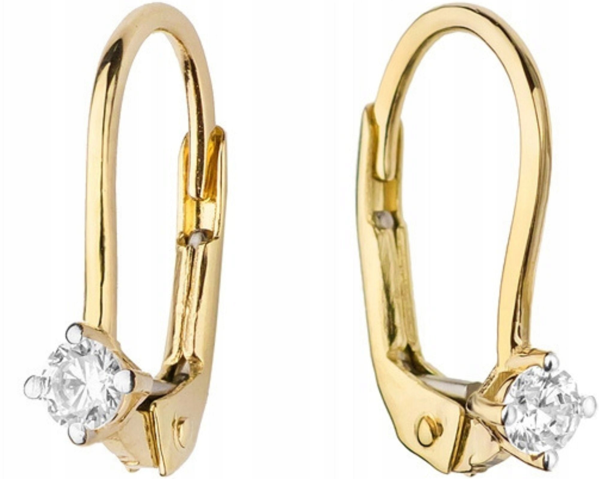 Zlaté náušnice s diamanty na anglickém zapínání