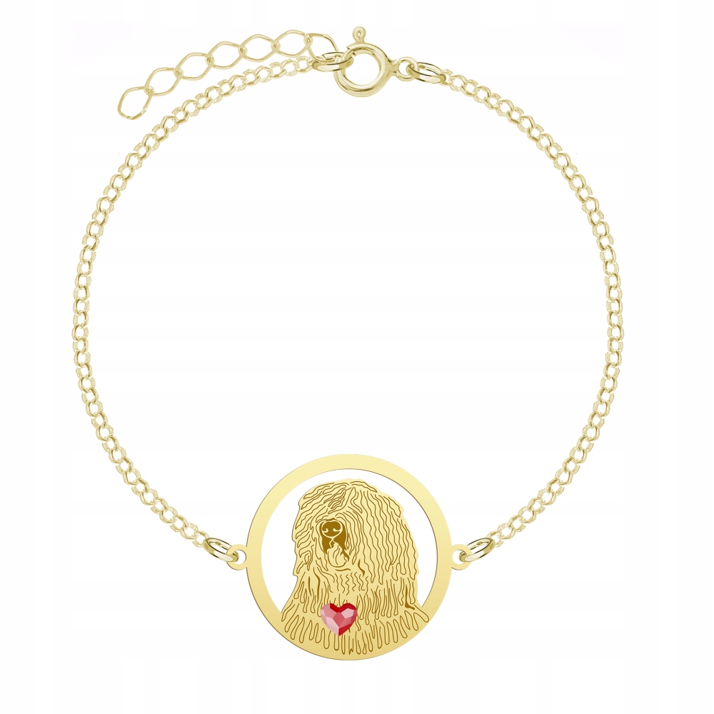 Zlatý náramek s psem Komondor 925 Dárek Žena Šperky Gravírování