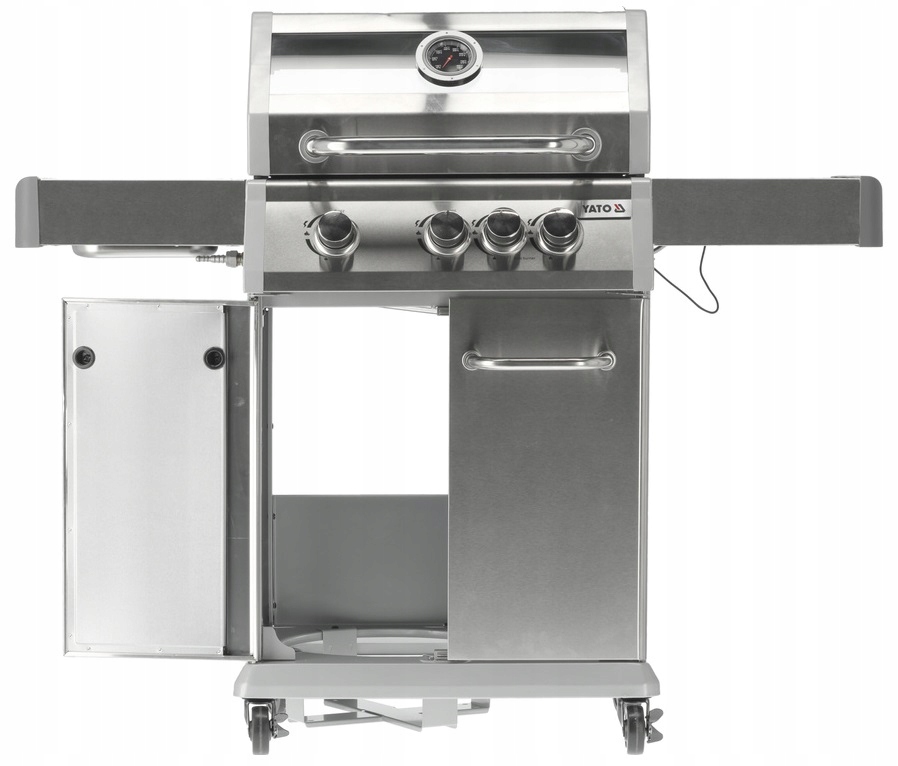 Grill gazowy ogrodowy 3+1 11,5kW ruszt żeliwny z szybą Yato Itami YG-20015