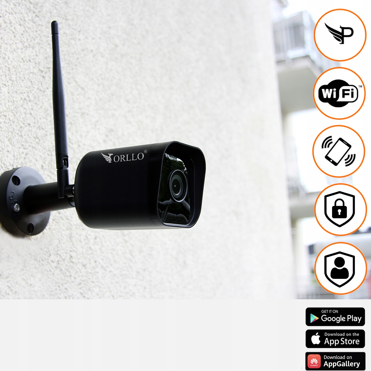 Kamera IP WiFi ZEWNĘTRZNA FULLHD 3Mpx ORLLO E4 PRO Super Jakość + GRATIS Kod producenta POWERCAM-E4