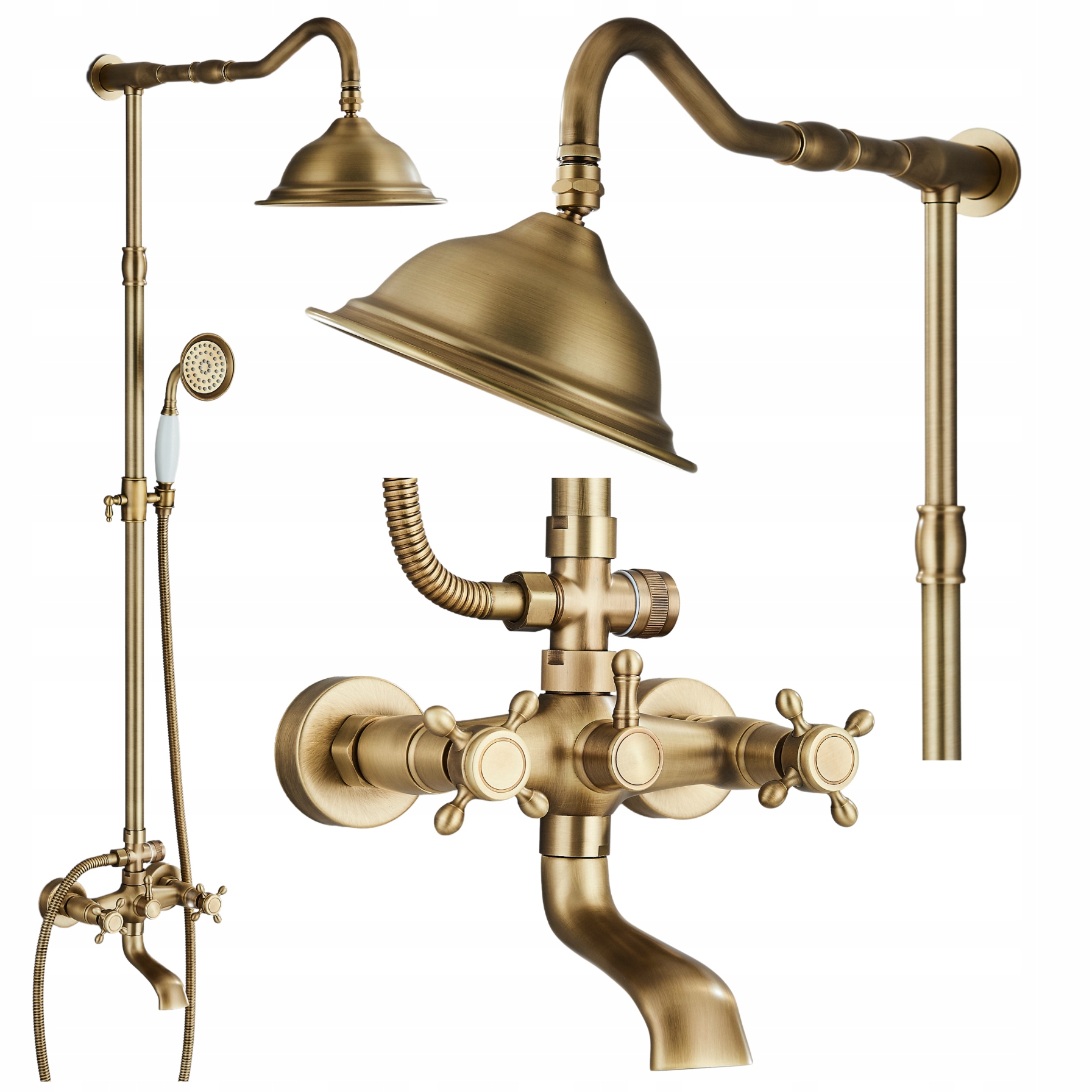 Zlatý kúpeľňový sprchový set na omietku Retro Dažďová sprcha Starý Styl