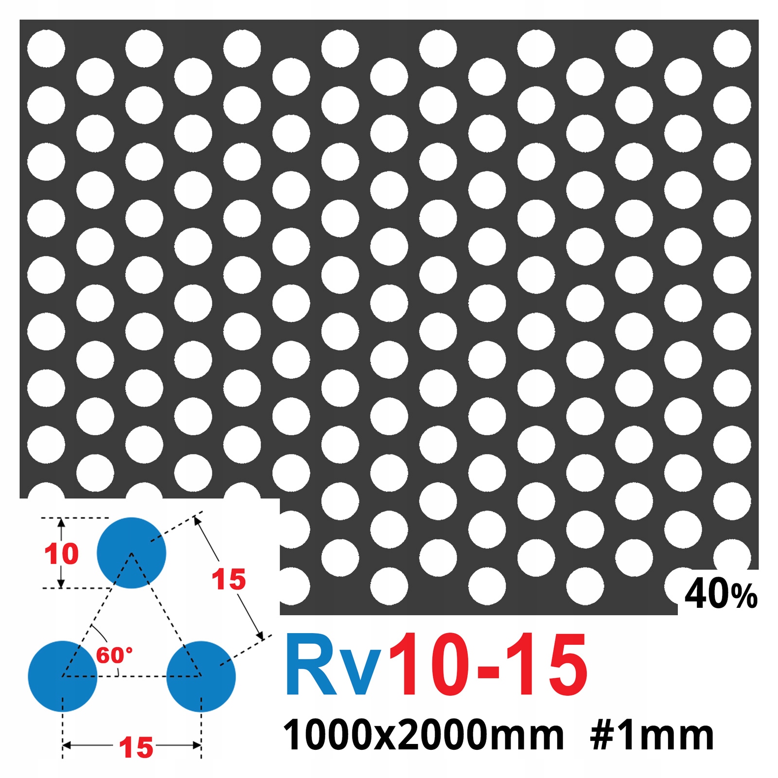 BLACHA PERFOROWANA 1000 x 2000 Rv 10 - 15 KOŁA Kod producenta RV10151S
