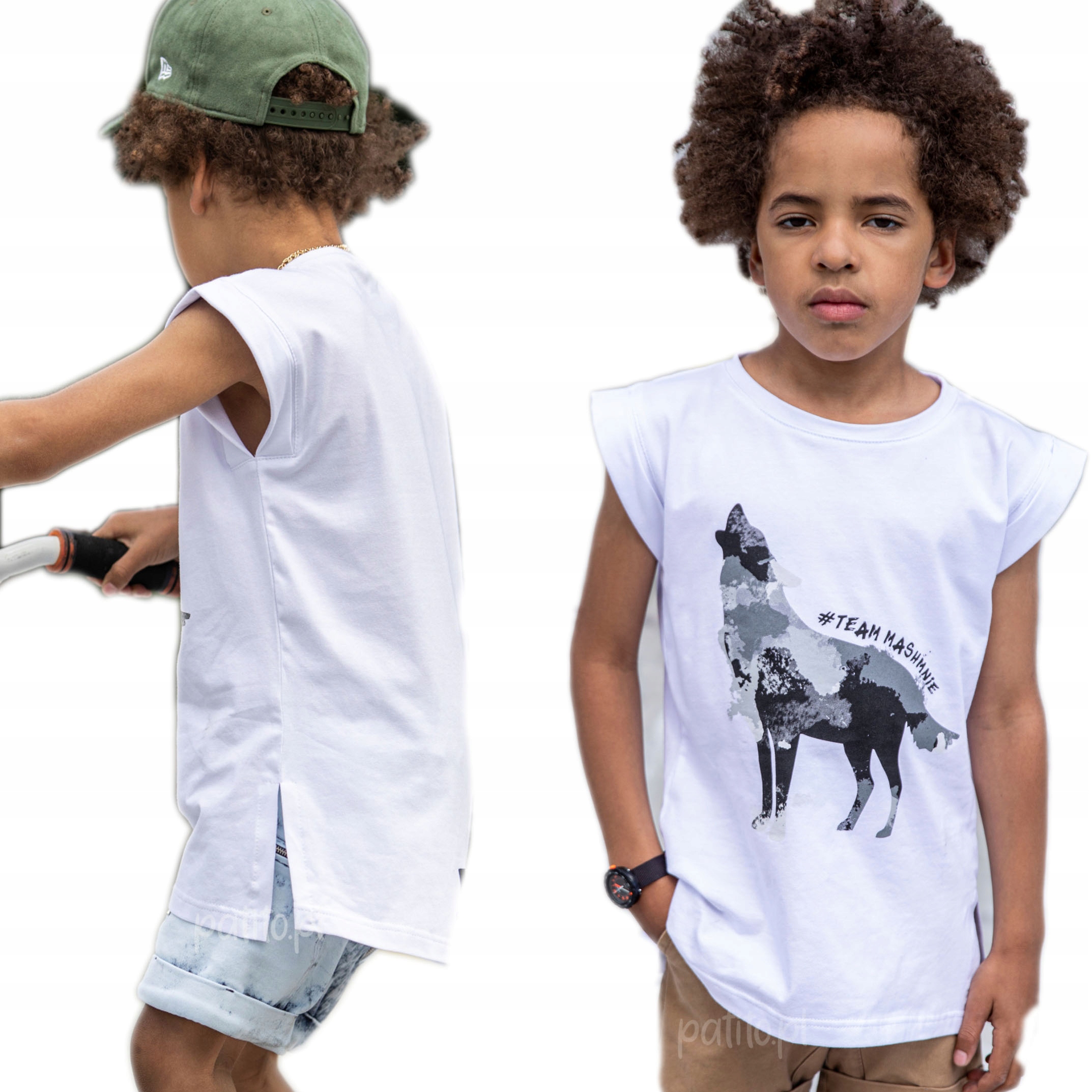 

mashMNIE T-shirt Bluzka Top Wilk biały 92 98