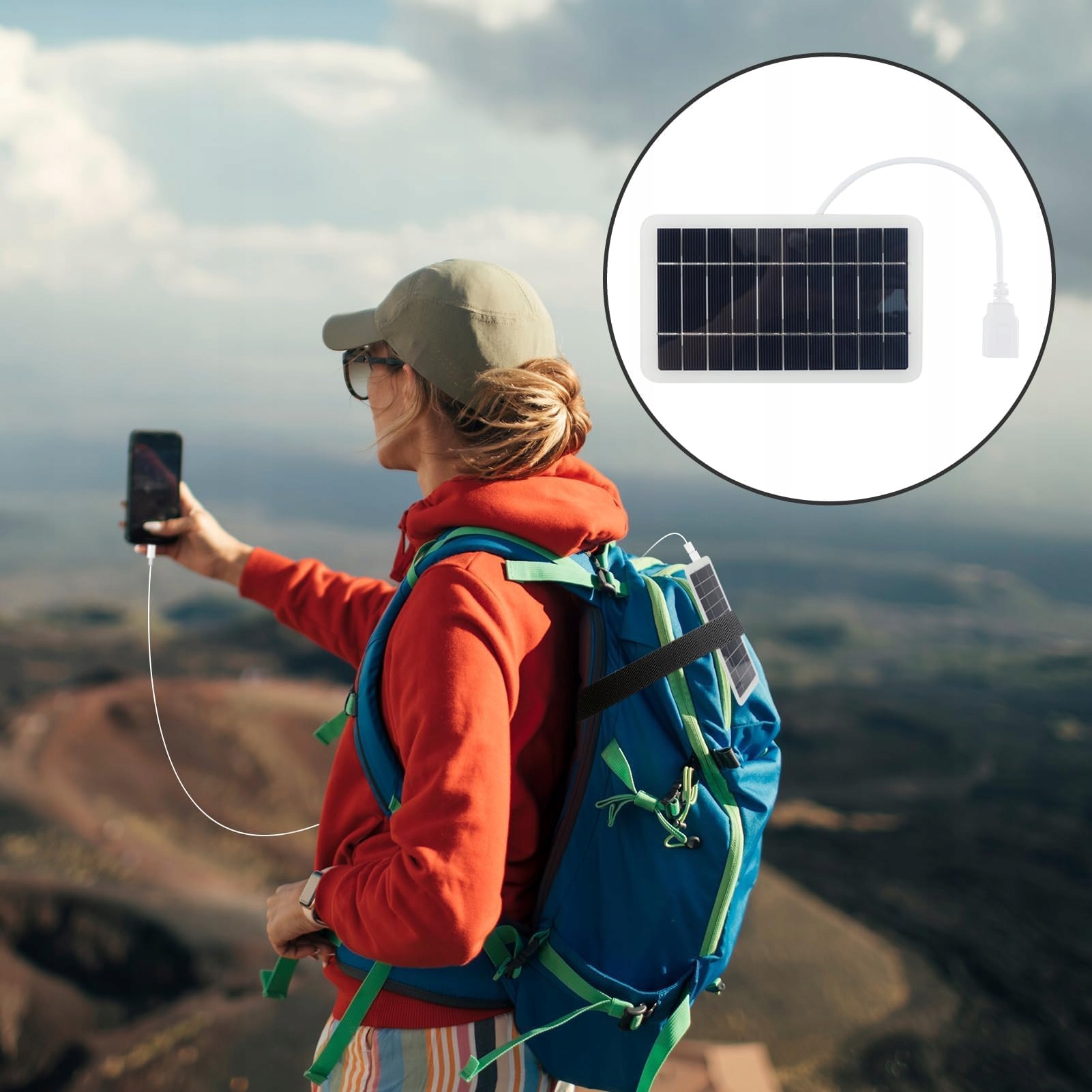 SOLARTECH Przenośny Panel Solarny 5W 5V USB Ładowarka Wodoodporna — miniatura 5