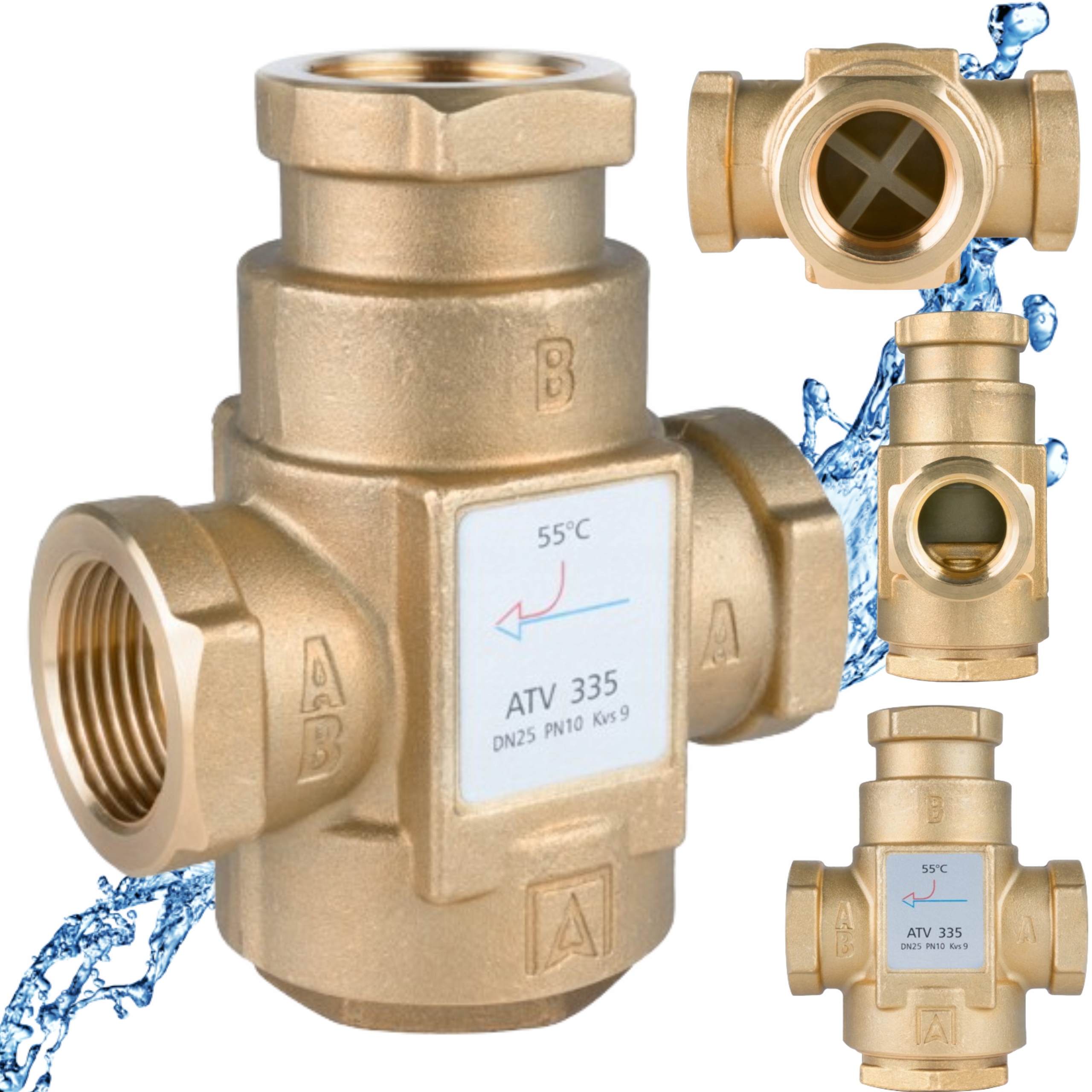 Teplotný Ventil Na Ochranu Návratu Kotla Atv 335 DN25 1" 55°C 9m³/h Afriso