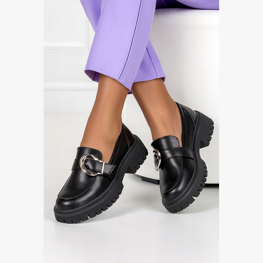 MOKASYNY DAMSKIE NA PLATFORMIE Z KLAMRĄ r 40 Płeć kobieta