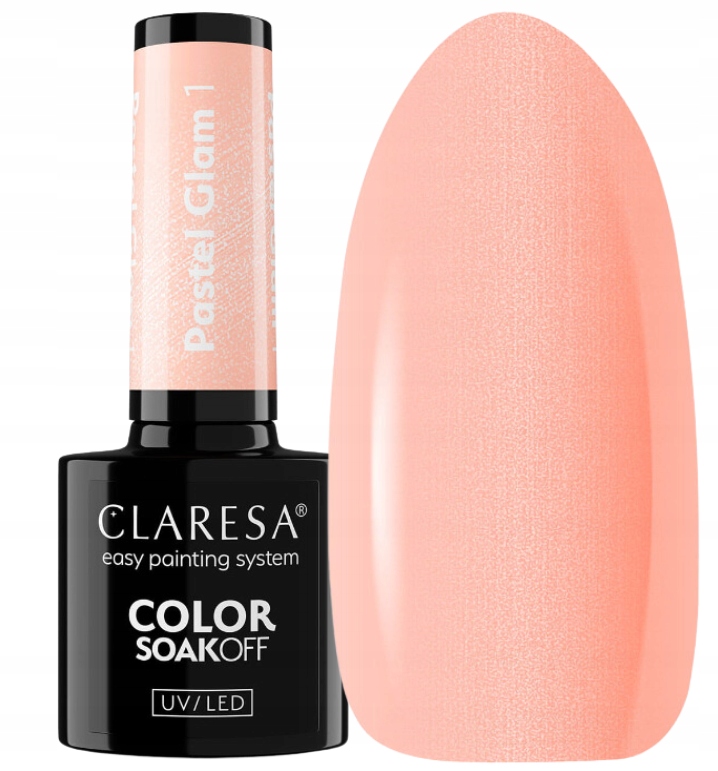 CLARESA PATEL GLAM 1 LAKIER HYBRYDOWY BRZOSKWINIOWY LIPGLOSSNAIL Z PERŁOWĄ