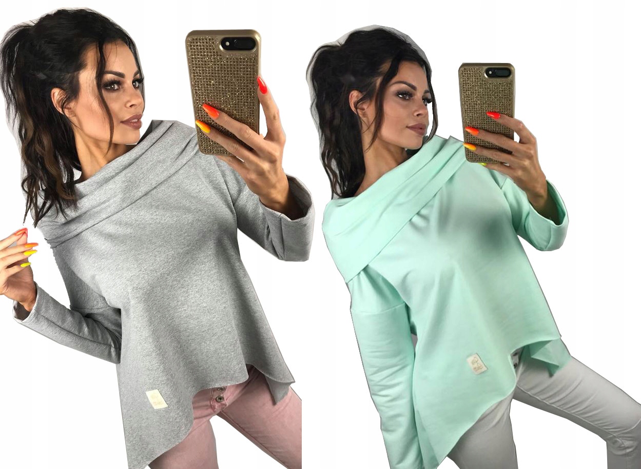 

Asymetryczna Tunika Bluza Sukienka Komin Kaptur XL