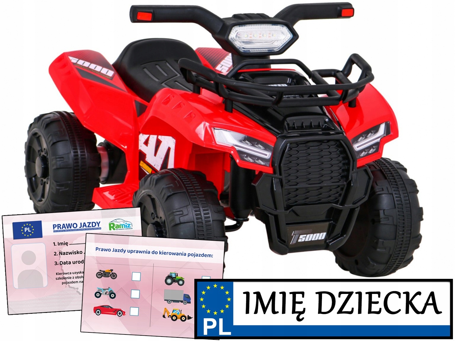 Quad Dla Dzieci na akumulator Storm 68 cm Prawo Jazdy tablica imienna