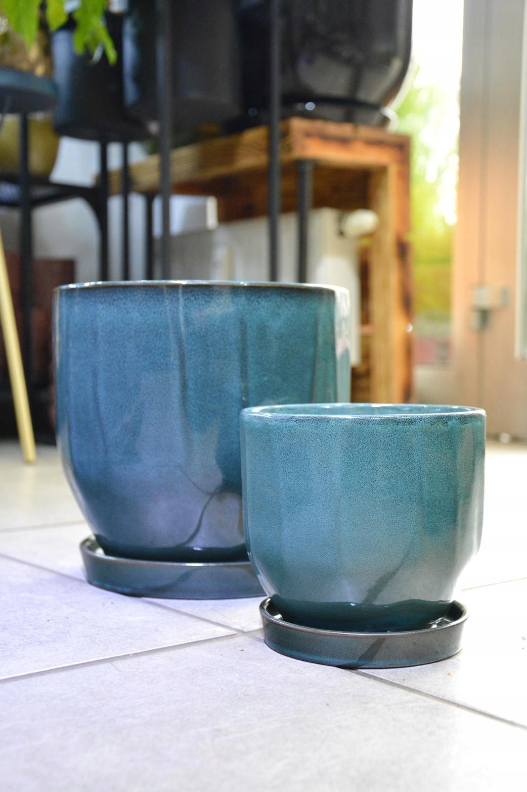 

Zielona donica doniczka z podstawką S Ø 15 cm