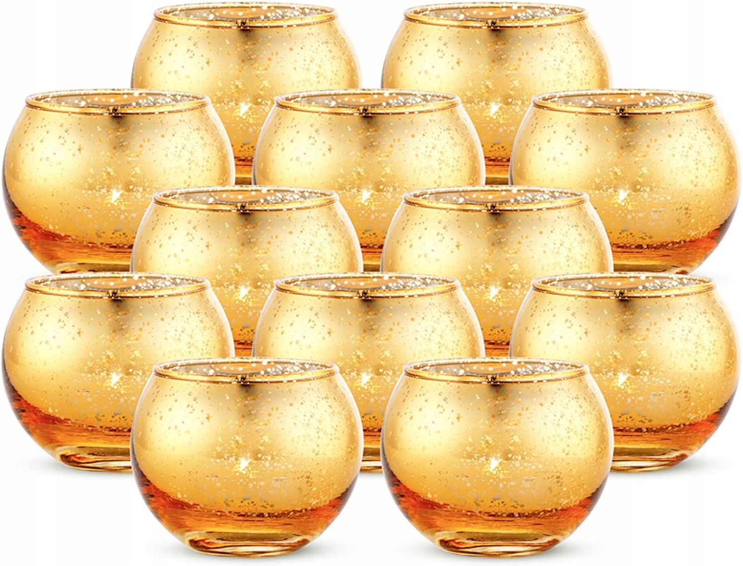 Nuptio 12 ks kulatých votivních svícnů Mercury Glass