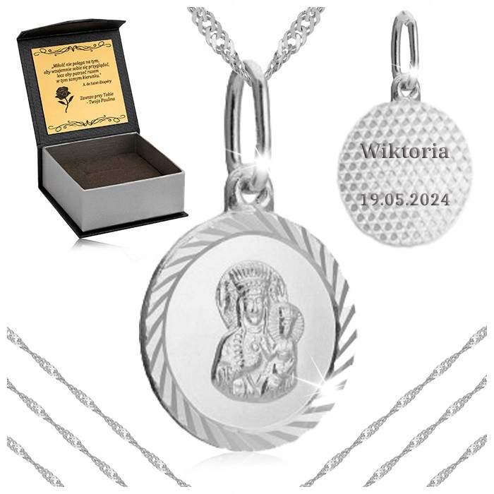 Stříbrný Řetízek K Prvnímu Svatému Přijímání Řetízek Medailon 925 Pro Dívku Gravírování