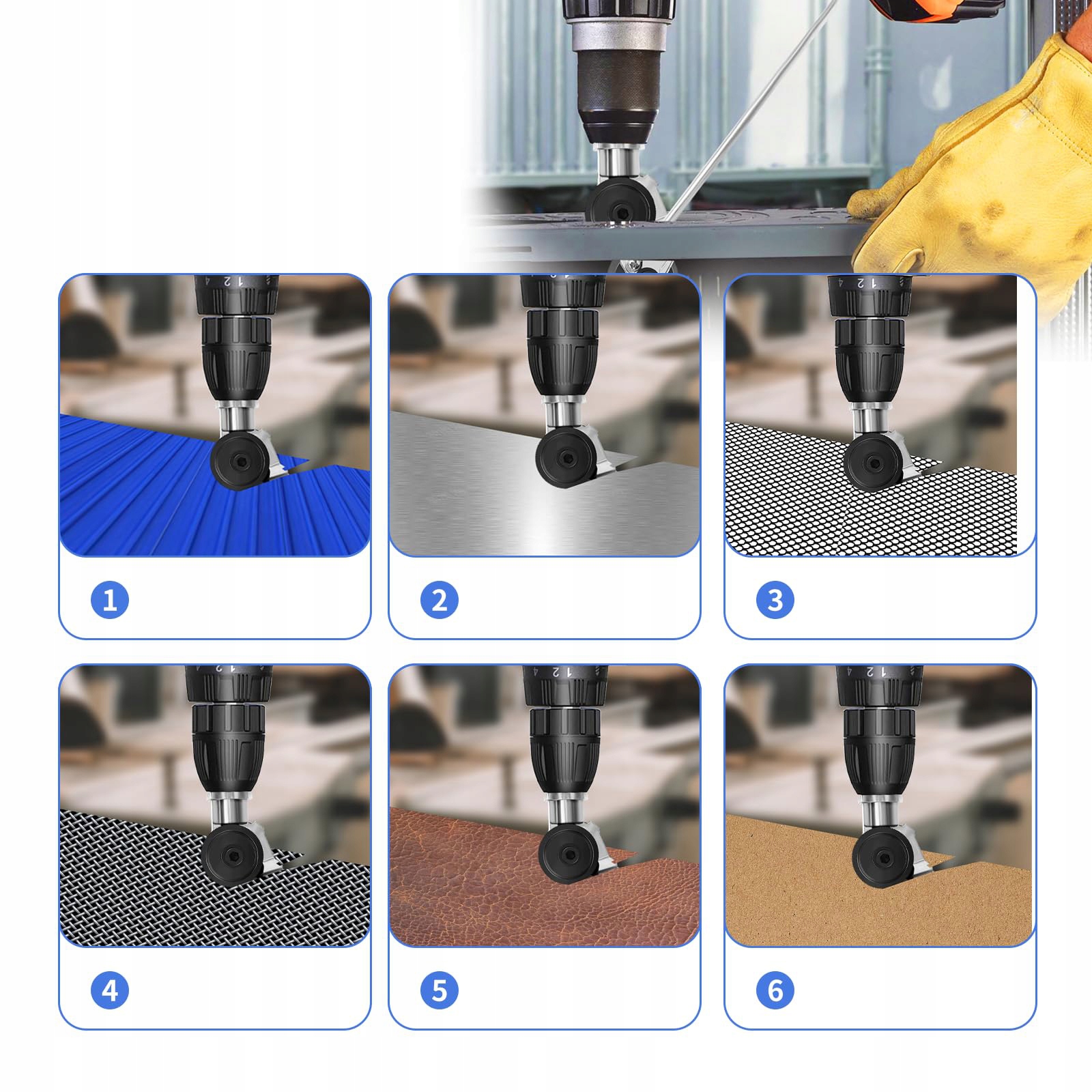PRZYSTAWKA DO CIĘCIA BLACHY NA WIERTŁO Zasilanie ręczne