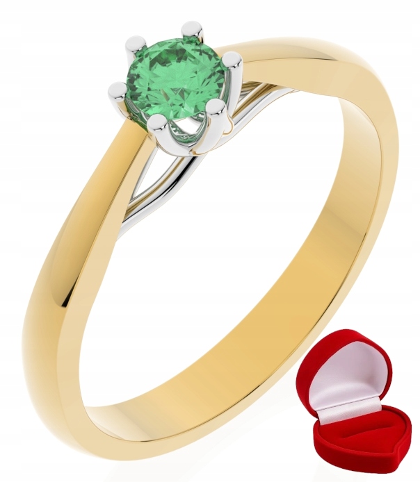 Zlatý Prstýnek 585 14k Smaragd 0,24 ct Krabička R8