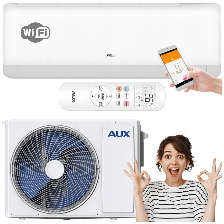 Nástenná klimatizácia Aux Q-Smart Plus 3,5kW S Funkciou Vykurovania Wifi Pre Domácnosť