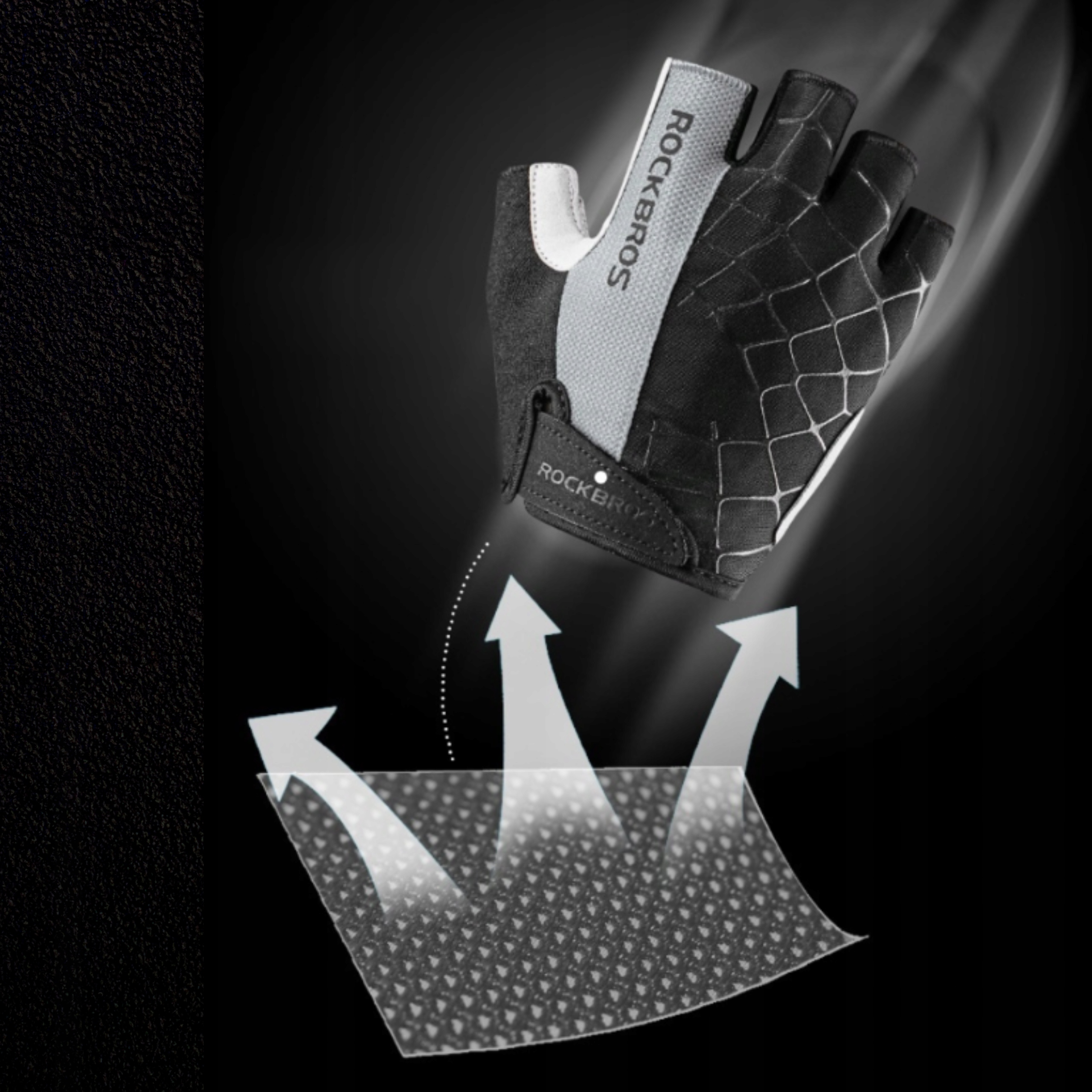 ROCKBROS ROWEROWE RĘKAWICZKI NA ROWER KRÓTKIE BEZ PALCÓW ROZMIAR M Materiał dominujący inny