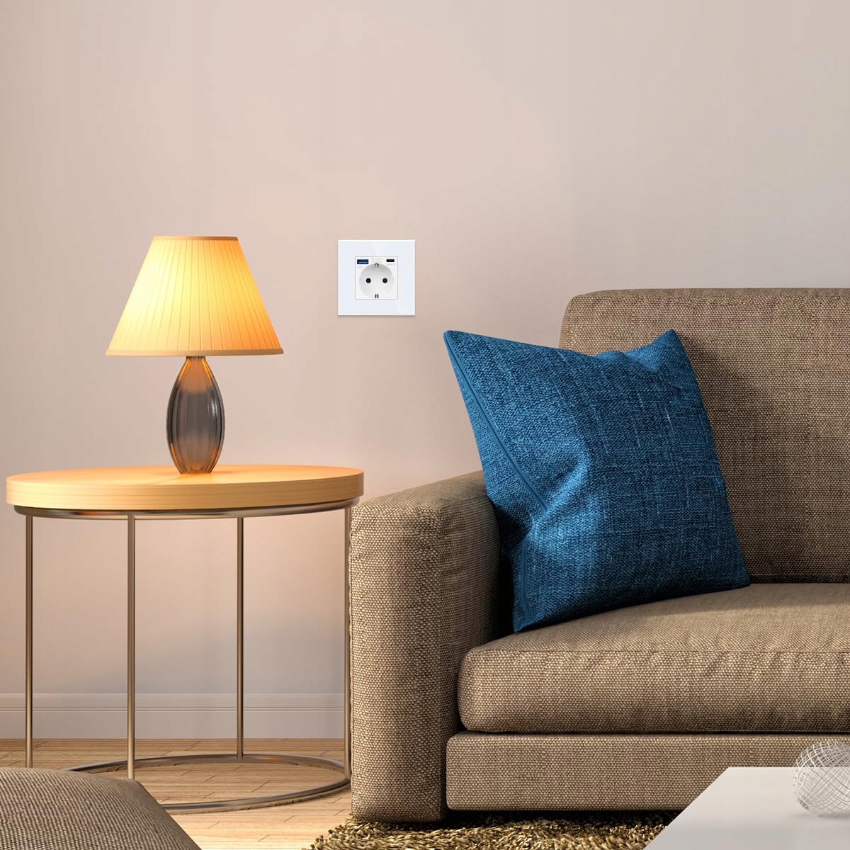 JIMEIDA Gniazdko USB 20W Szybkie Ładowanie Białe 16A Szklane Typ C 250V — miniatura 5