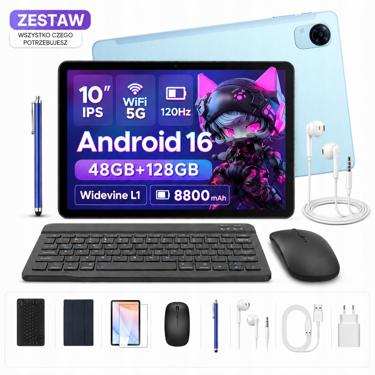 Tablet 10,1'' 2v1 Aorlym P10PRO 48+128GB Android 16 Sada s klávesnicou a dotykovým perom