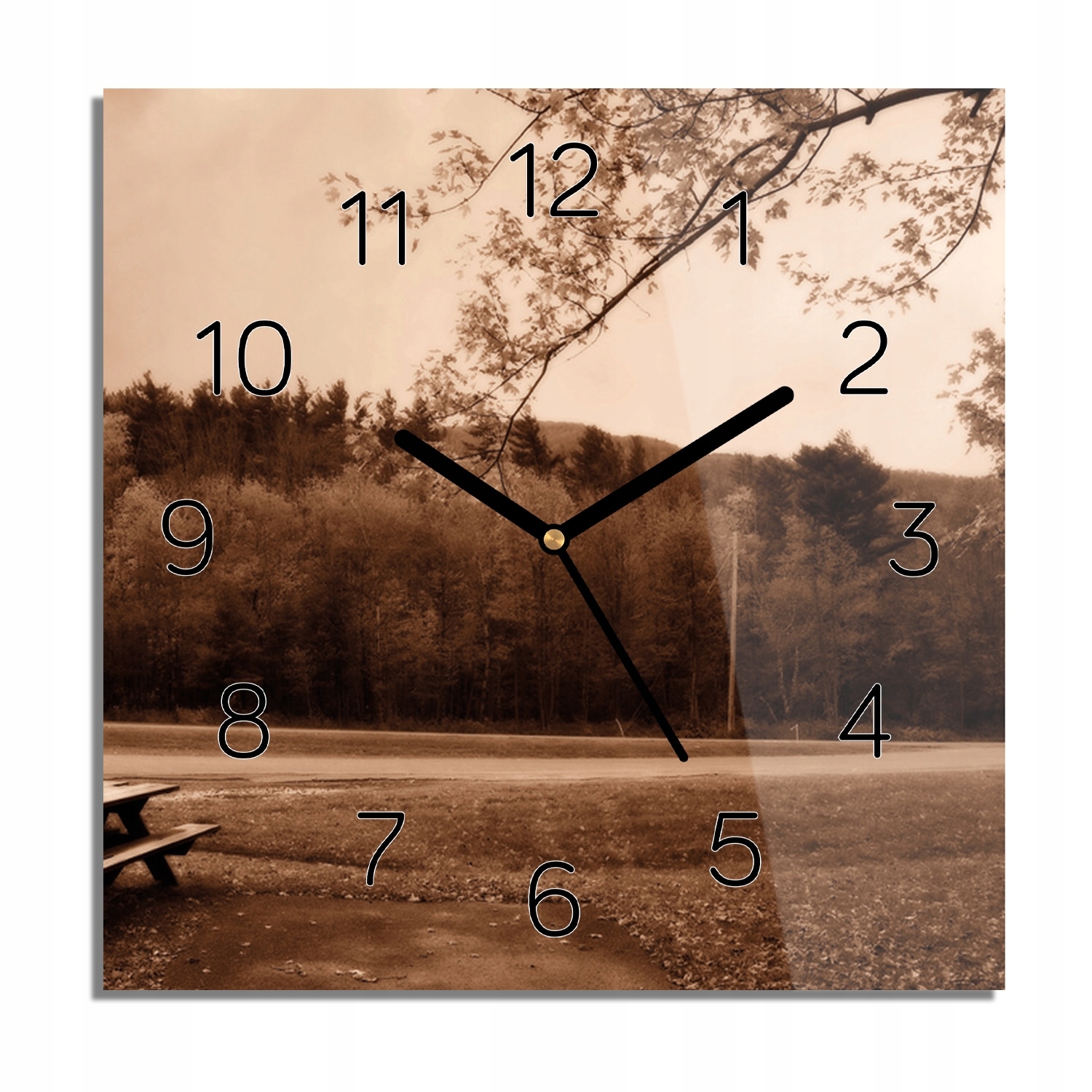 

Ławka las polana zegar na szkle do biura 30x30