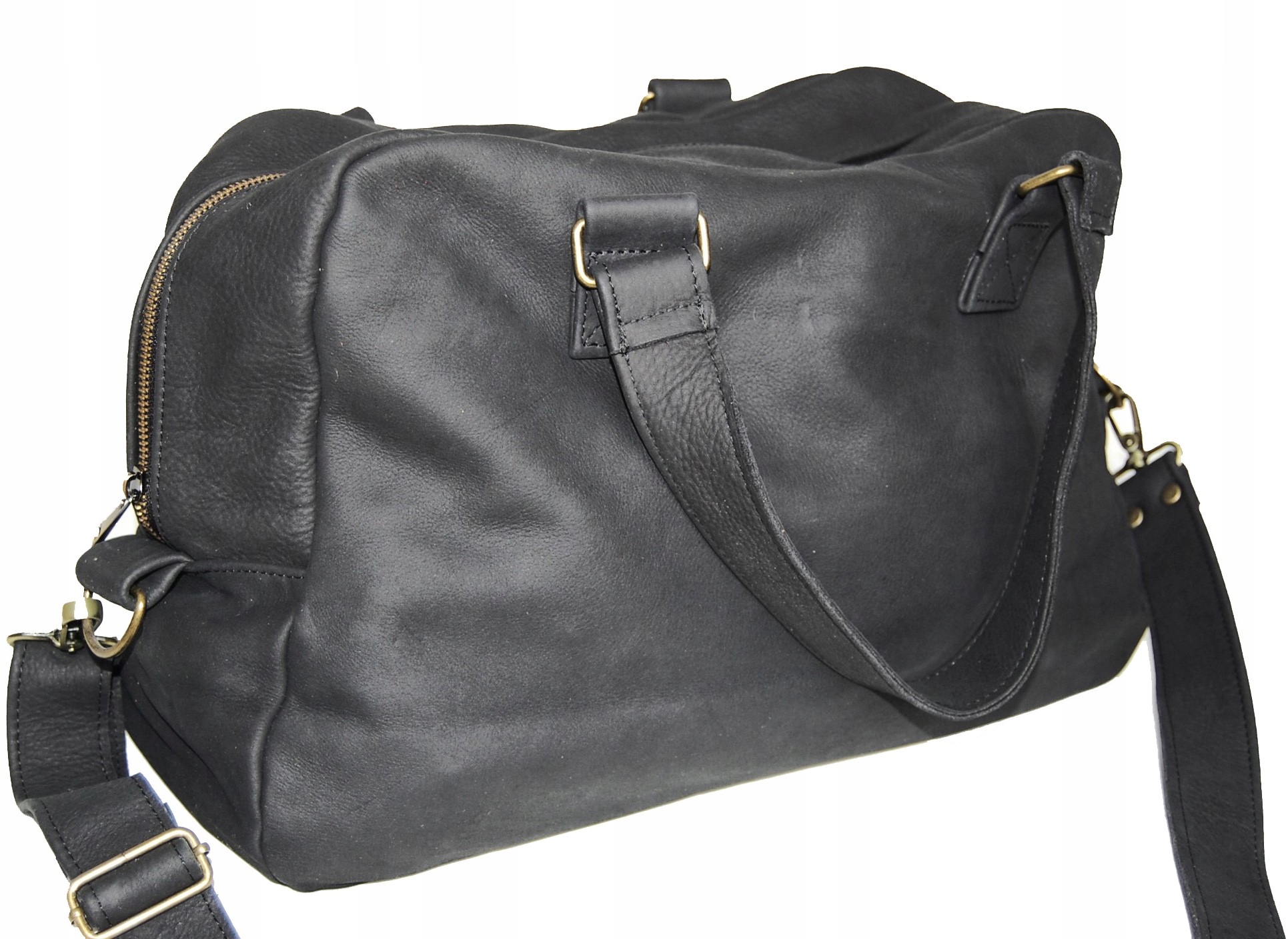 DUŻA TOREBKA ZE SKÓRY NATURALNEJ- KUFER Kolor czarny