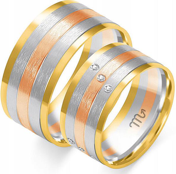 Svatební zlatý snubní prsten pro pár 14K 585, 20 21 22, lesklý, elegantní vzor