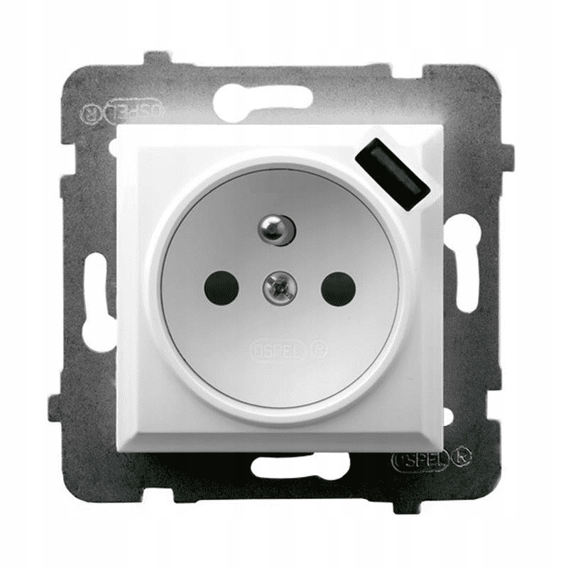 Elektrická Zásuvka Usb nástěnná Ospel bílá