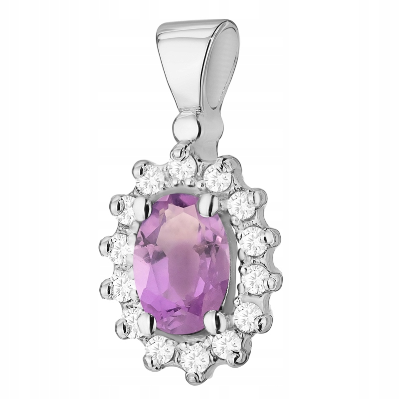 Zlatý Přívěsek Přívěsek pr 585 Markýza s ametystem 0,40 ct a brilianty 14k