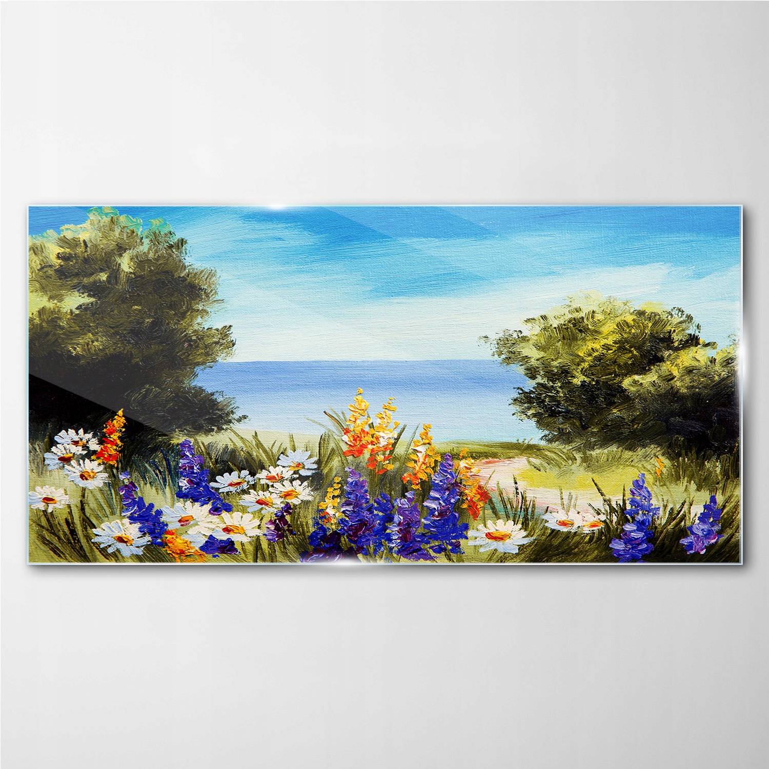 

Foto-obraz szklany Kwiaty drzewa niebo 140x70 cm