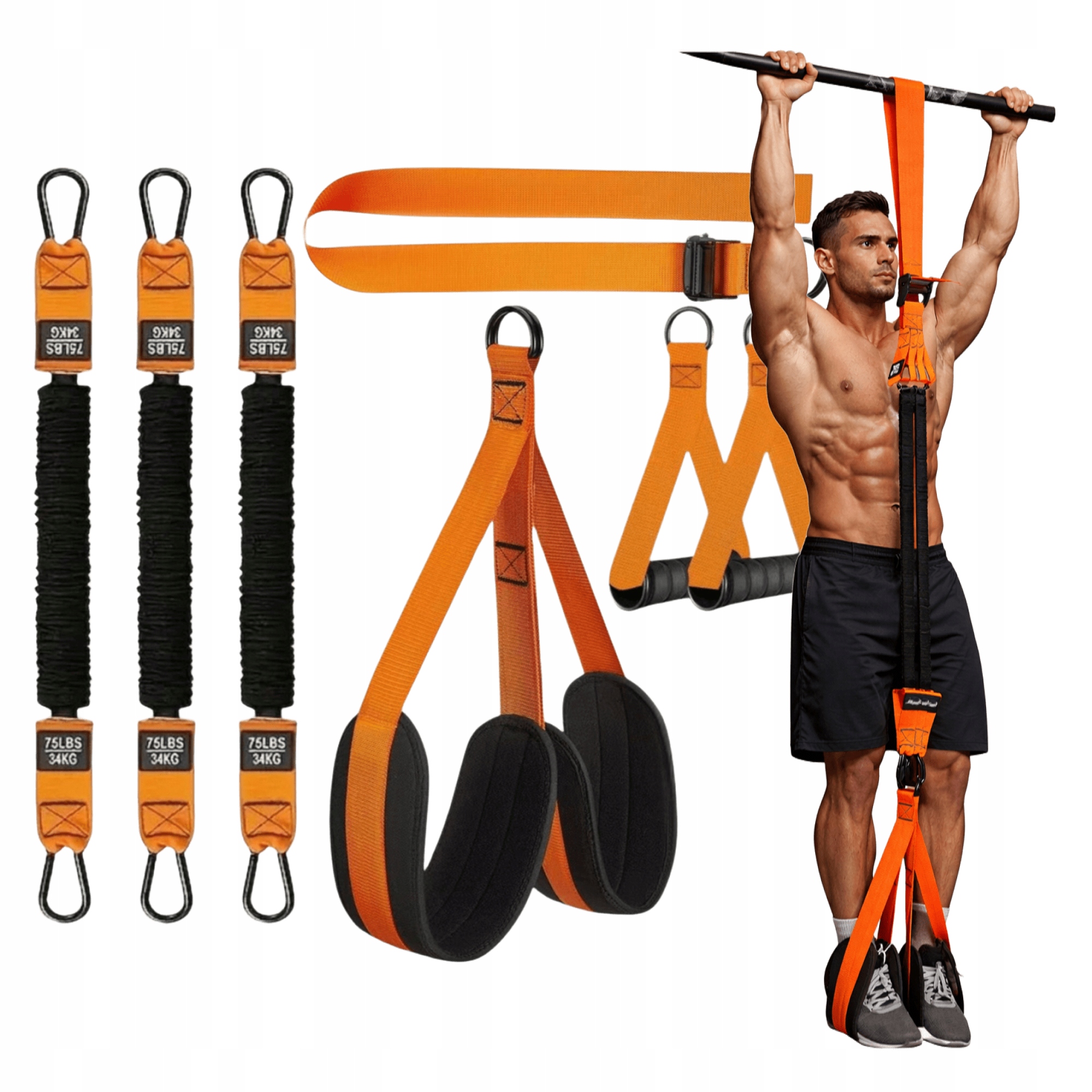 Pasy do Ćwiczeń Gumy Oporowe Zestaw 5w1 Regulowany Trening Fitness Dom