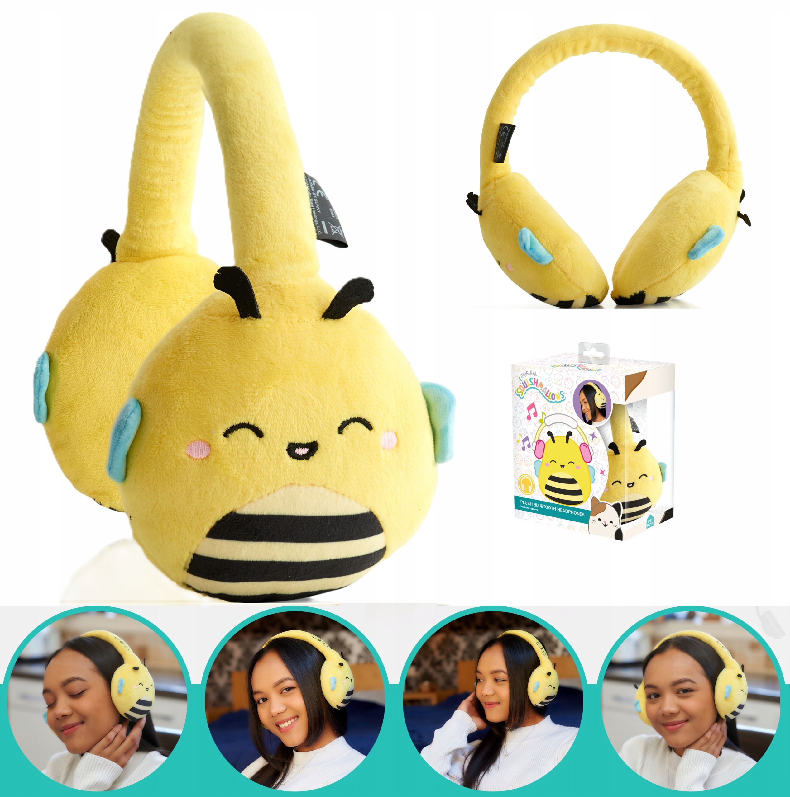 Squishmallows Bezdrátová sluchátka do uší pro děti Bluetooth Bee