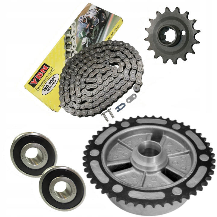 ZESTAW NAPĘDOWY ZĘBATKA ŁAŃCUCH ŁOŻYSKO MZ ETZ 250