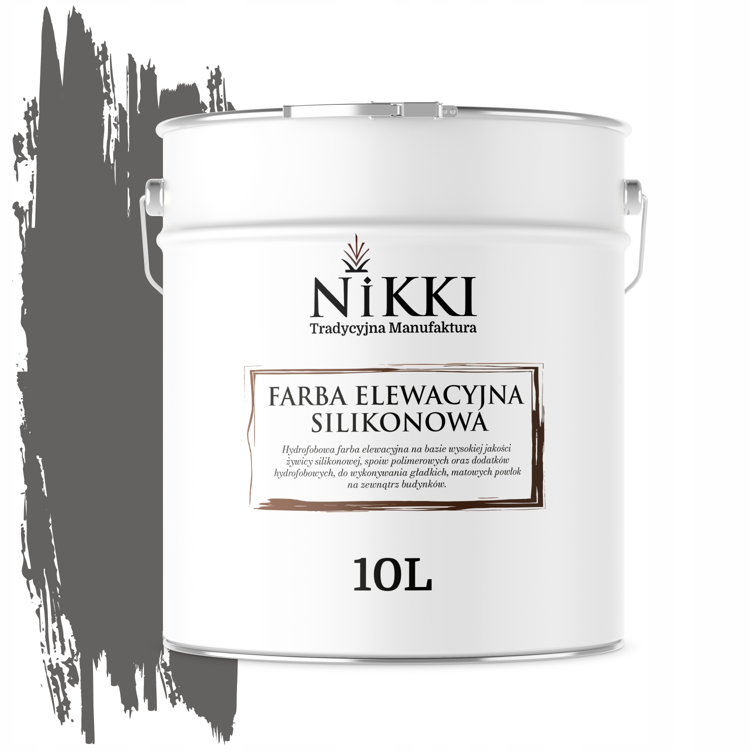 Vonkajšia Fasádna Silikónová Fasádna Farba 10 L Šedá Tmavá F276 Uv