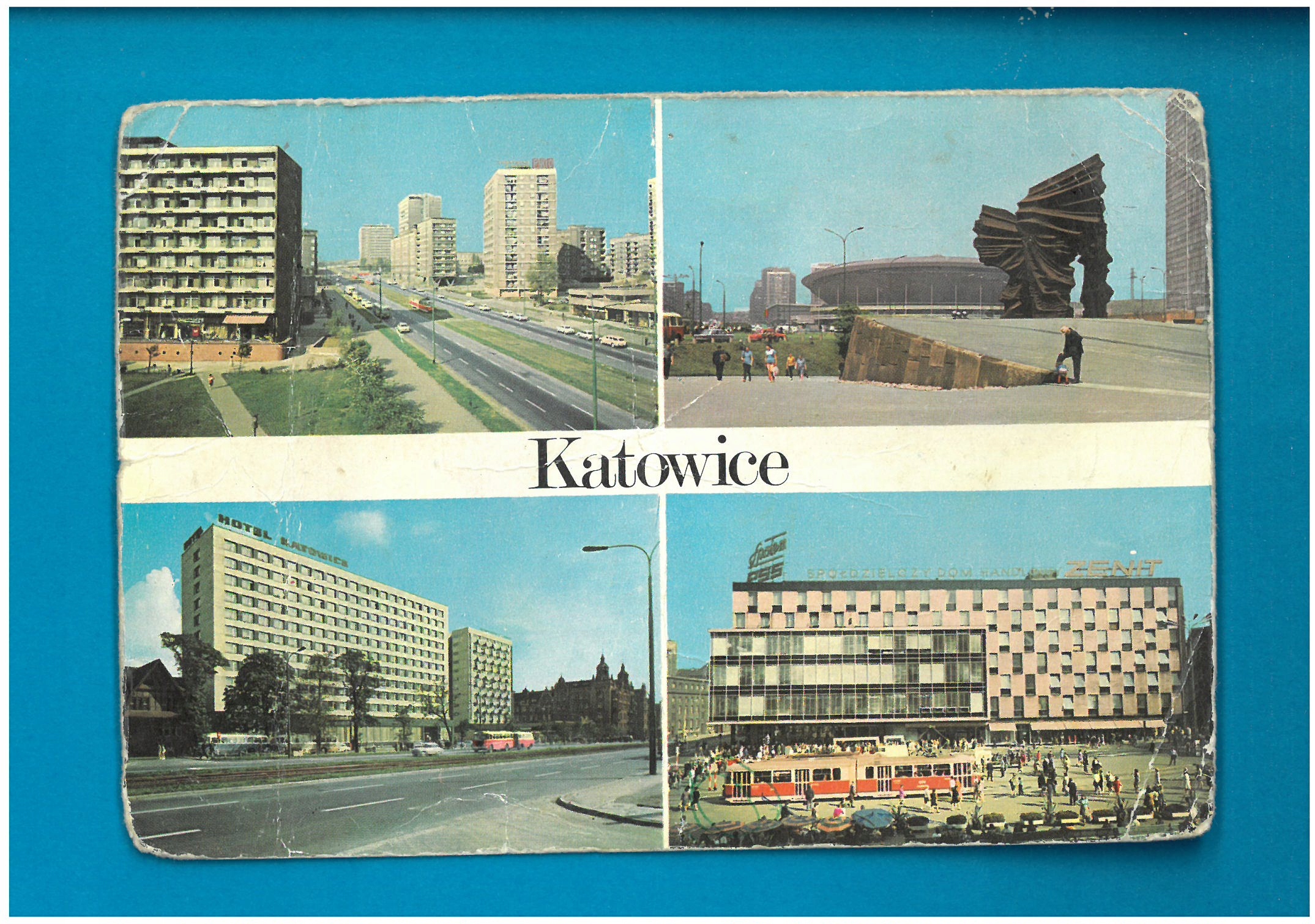 KATOWICE WIELOWIDOKOWA POCZTÓWKA LATA PRL
