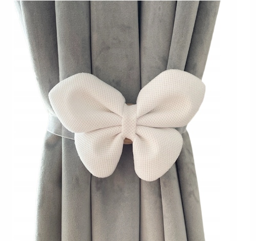 KLAMRA NA MAGNES UPIĘCIE OZDOBA DO FIRAN TASIEMKA KOKARDA BIAŁA BROKAT