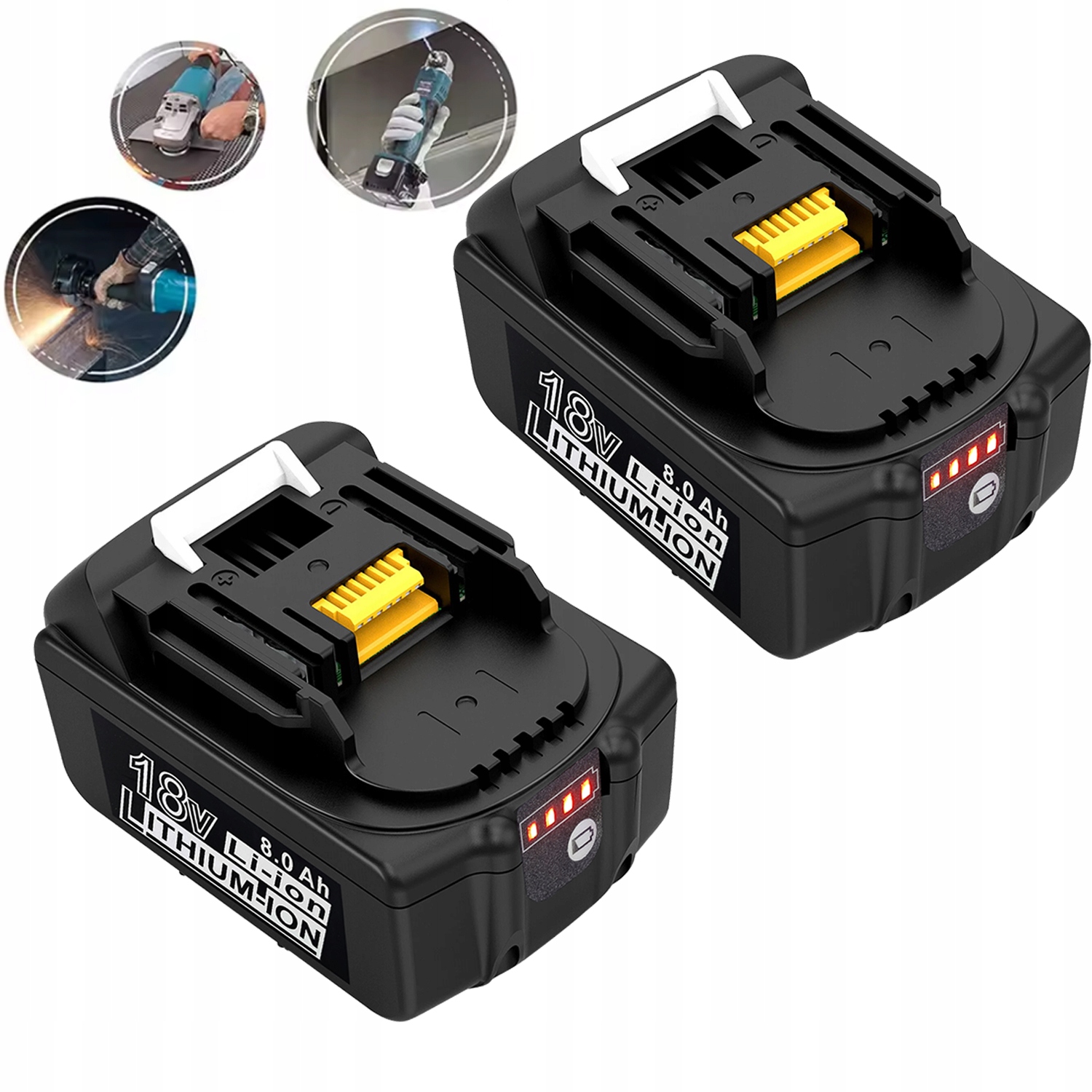 Bateria Akumulator Elektronarzędzia 18V 8AH 2szt Z Led wytrzymały