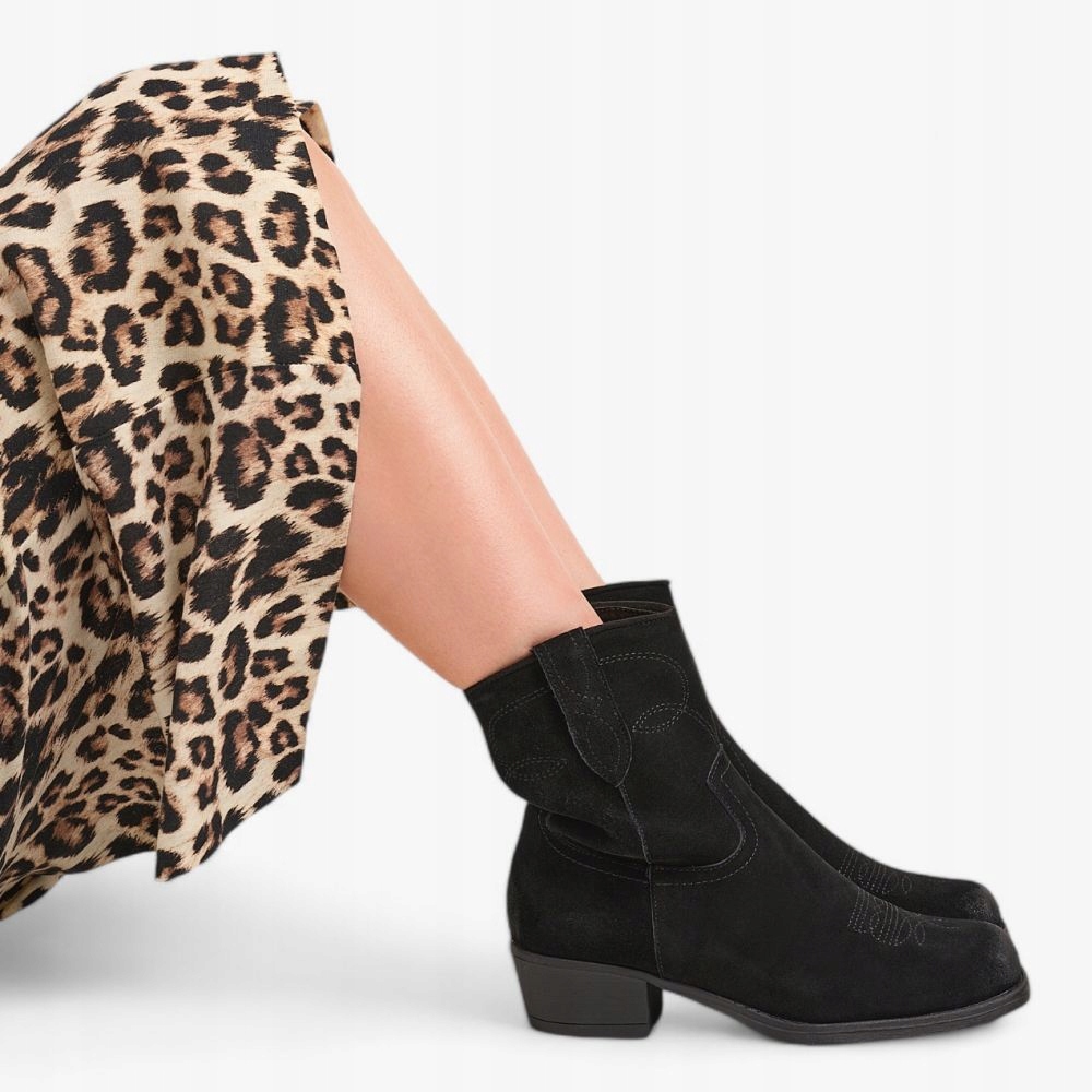 Klasické Nubukové Kovbojské Boty Dámské Kovbojky Na Zip Polské 39