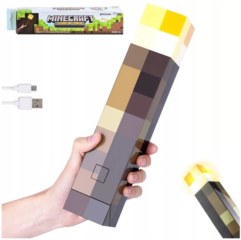 LAMPKA NOCNA MINECRAFT POCHODNIA USB
