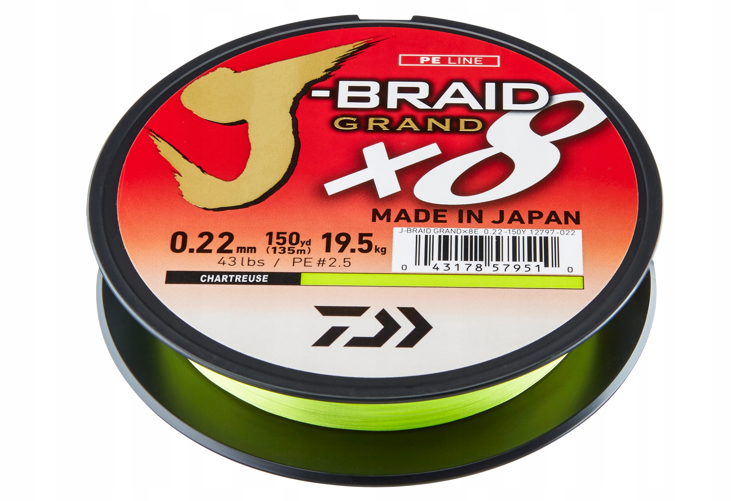 Plecionka Daiwa J-Braid Grand X8 chartreuse 0.10mm 7.00kg 135m