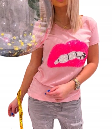 

T-shirt Usta różowy uni
