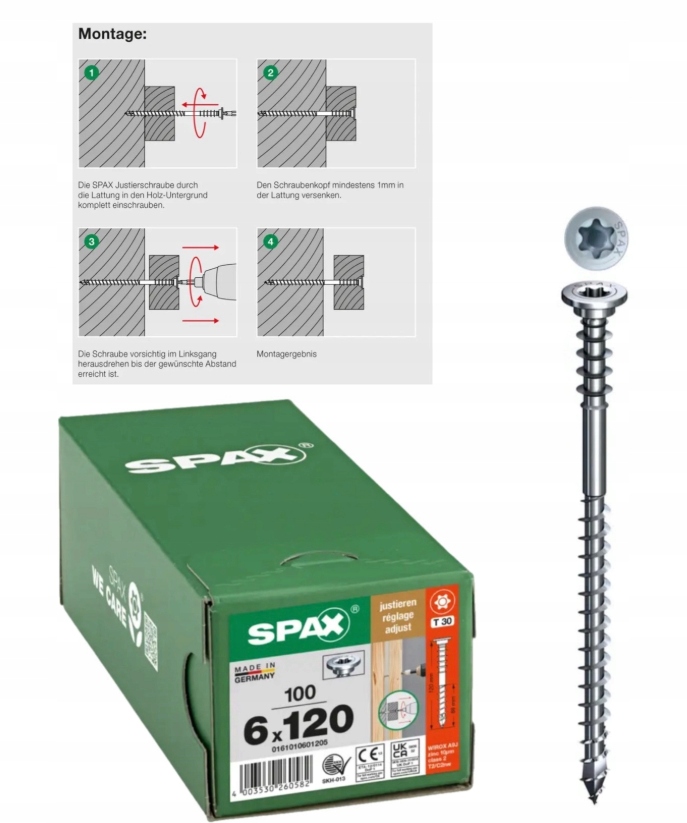 Regulační šrouby Wirox Tx Spax 6 x 120 100 ks