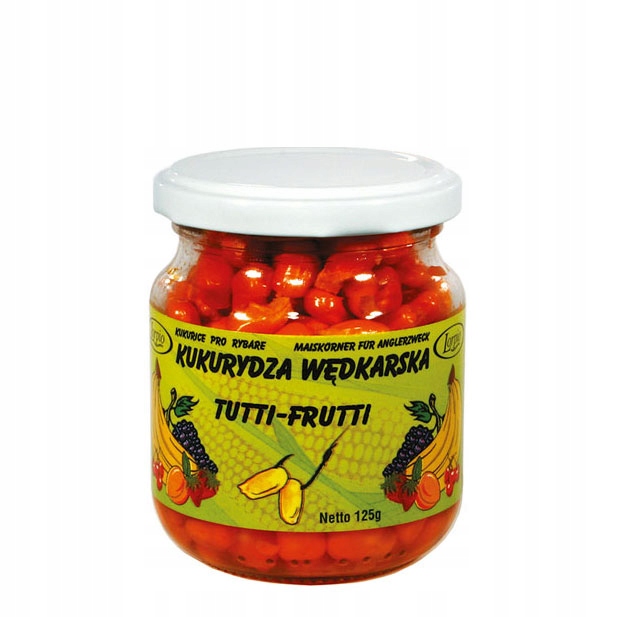 Kukurydza barwiona Lorpio w zalewie aromatyzowana tutti-frutti 125g