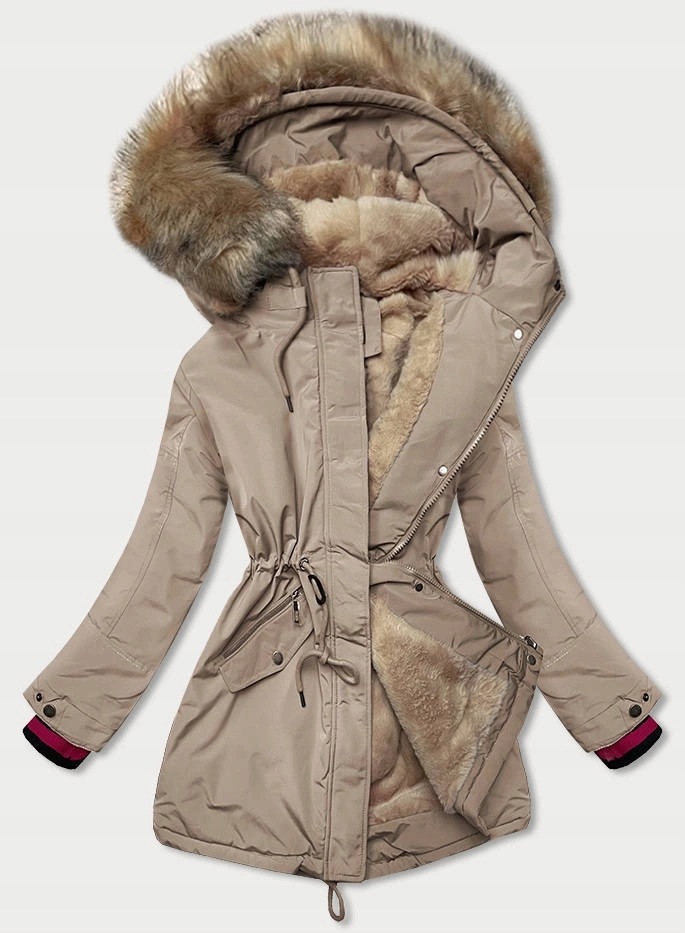 Dámská Zimní Parka Bunda CAN-579B Béžová 46
