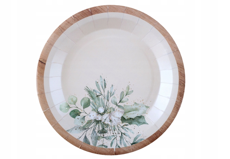 TALERZYKI PAPIEROWE ZIMOWY LAS 23 CM 10 SZT ŚWIĘTA BOŻE NARODZENIE OKRĄGŁE