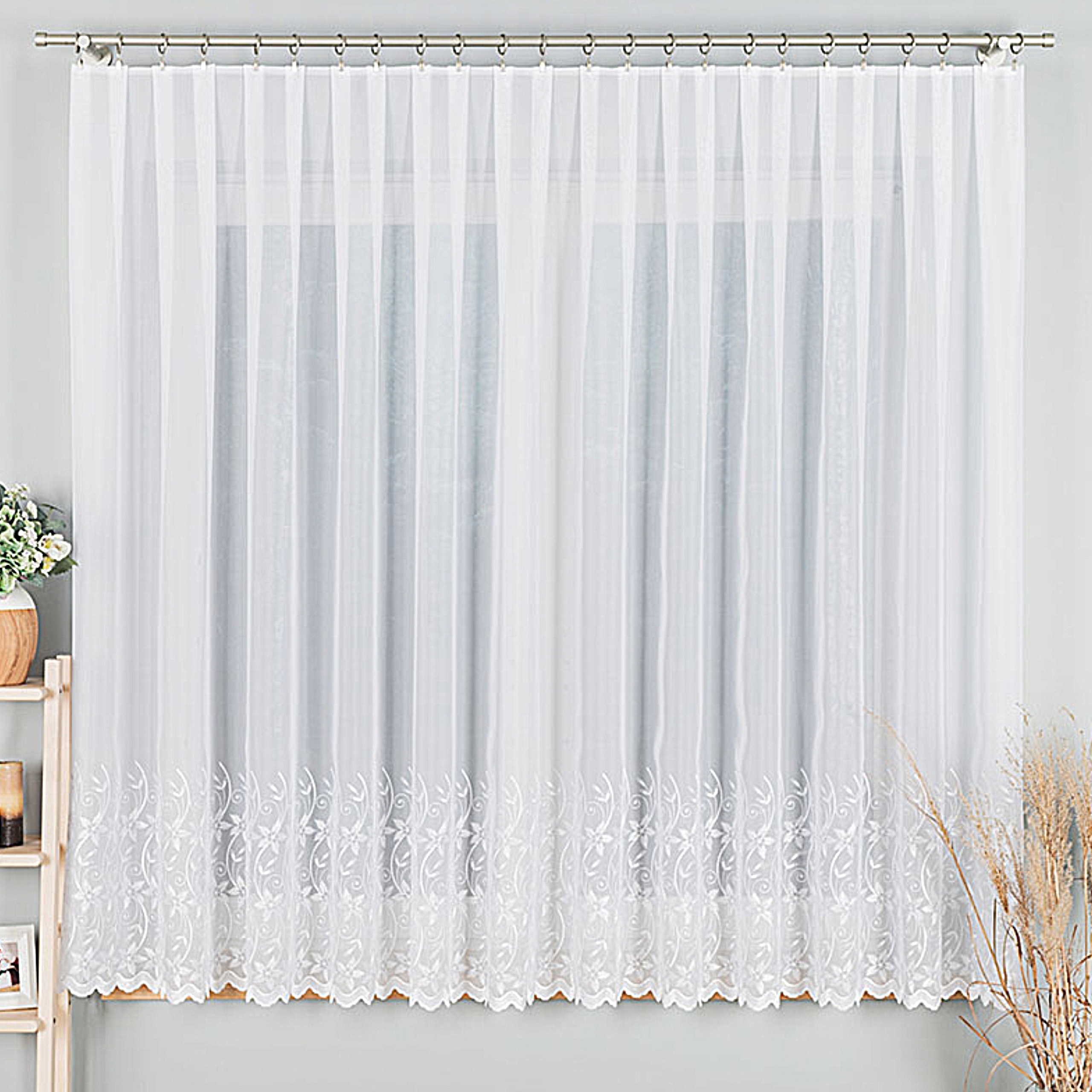 FIRANA GOTOWA HAFTOWANA BIAŁA TAŚMA ŻABKI 250x160 do SALONU HAFT WOAL Kod producenta FIRANA GOTOWA Z TAŚMĄ